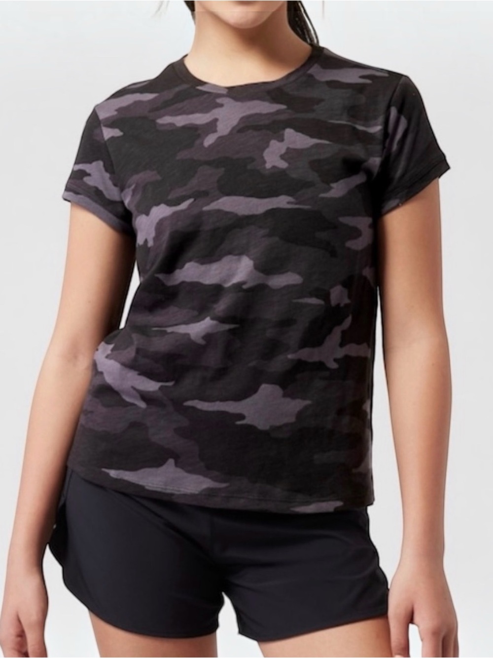 Athleta Girl Black Camo Daily Printed Tee Size M 8-10